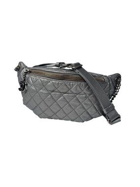 Chanel Waist Bag Silver Leather No 19